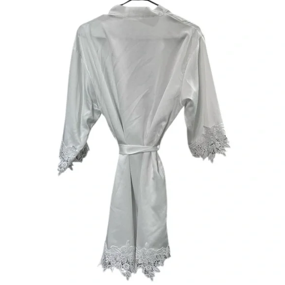 MAEVEN Stella Satin Lace White Robe Size Medium M - Picture 2 of 7